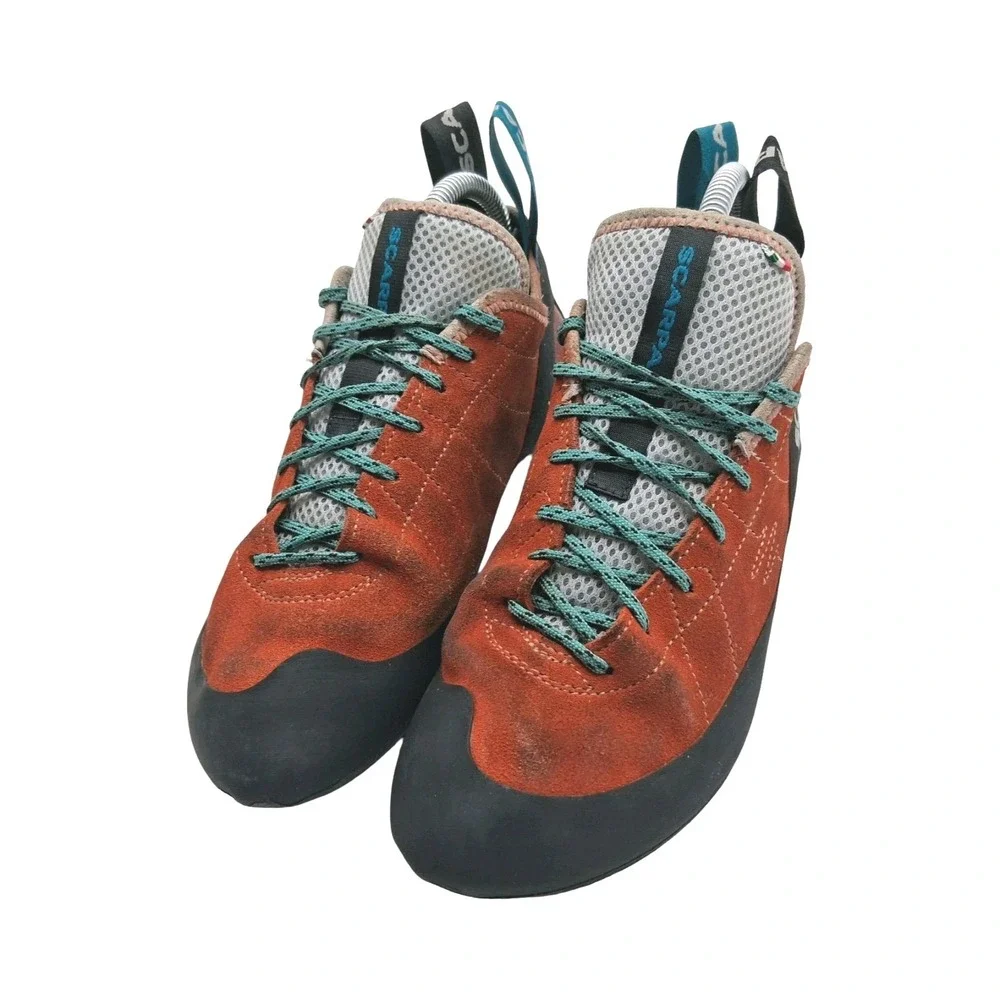 Scarpa Shoes Womens 8.5 Mens 7.5 Orange Helix WMN Rock Climbing Suede Italy